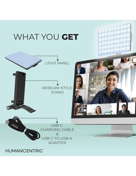Kit de Iluminación para Videoconferencias HumanCentric, Luz USB-C Ajustable Kit de Iluminación para Videoconferencias HumanCentric, Luz USB-C Ajustable