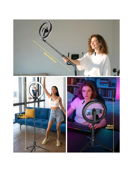 Kit de Vlogging BEFAME con Luz de Anillo 25 cm y Trípode 188 cm Kit de Vlogging BEFAME con Luz de Anillo 25 cm y Trípode 188 cm