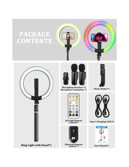 Kit de Vlogging BEFAME con Luz de Anillo 25 cm y Trípode 188 cm Kit de Vlogging BEFAME con Luz de Anillo 25 cm y Trípode 188 cm