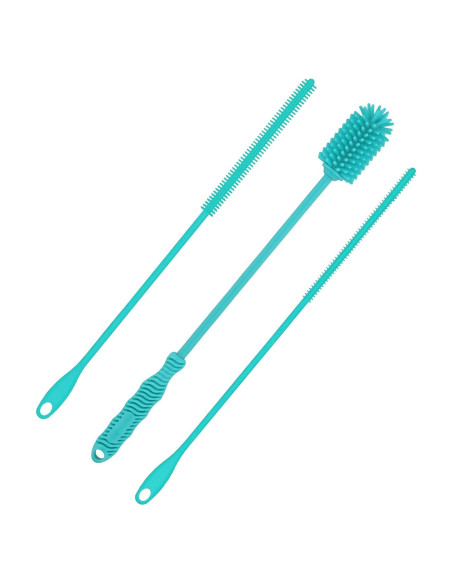 Juego de 3 Cepillos de Silicona PEUTIER para Botellas y Popotes Juego de 3 Cepillos de Silicona PEUTIER para Botellas y Popotes