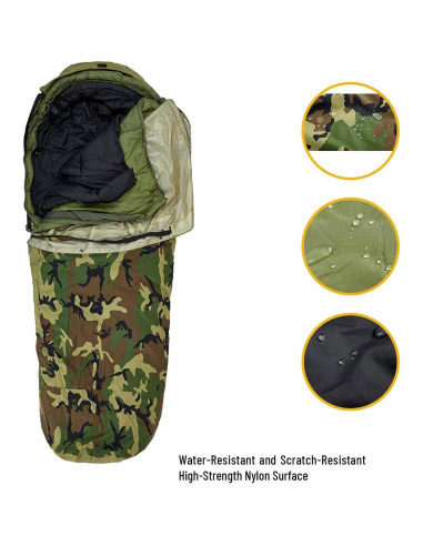 Sistema de Saco de Dormir Modular Militar MT - Woodland, 4 Piezas