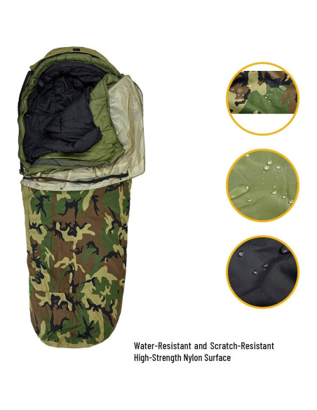Sistema de Saco de Dormir Modular Militar MT - Woodland, 4 Piezas Sistema de Saco de Dormir Modular Militar MT - Woodland, 4 Piezas