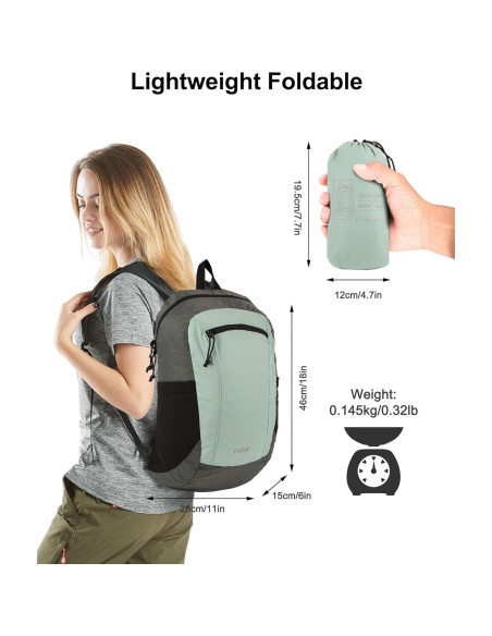 Mochila Plegable 20L Gox Jade para Viajes y Camping