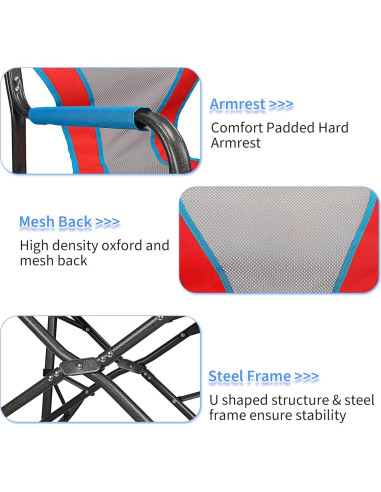 Silla de Camping Plegable Northroad Sobredimensionada Rojo
