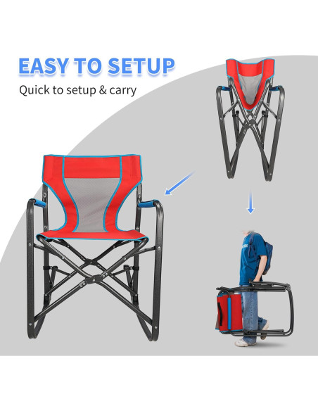 Silla de Camping Plegable Northroad Sobredimensionada Rojo