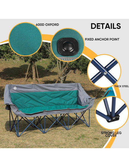Silla de Camping Plegable Northroad Loveseat 3 Personas 408kg Silla de Camping Plegable Northroad Loveseat 3 Personas 408kg