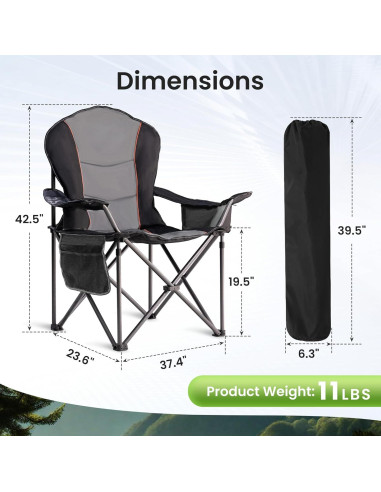 Silla de Camping Plegable Foristrail 500LB con Enfriador