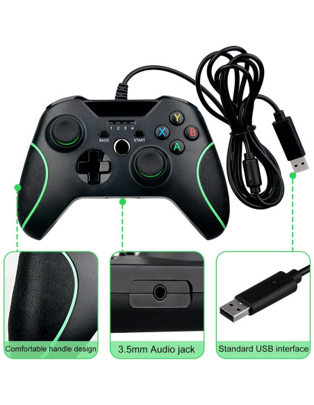 Controlador USB con cable OSTENT para Xbox One S - Negro Controlador USB con cable OSTENT para Xbox One S - Negro