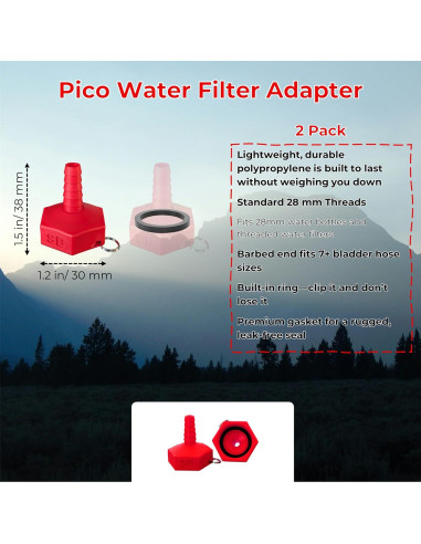Adaptador Pico para bolsa de hidratación Sawyer | 2 unidades | Ultraligero y a prueba de fugas