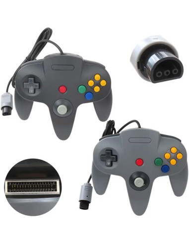 Controlador con cable 2-Pack USonline911 para Nintendo 64 - Negro y Gris