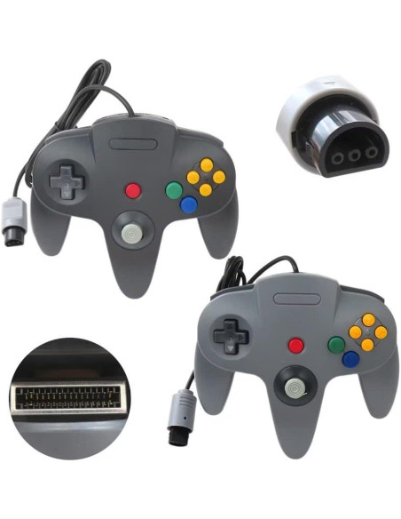 Controlador con cable 2-Pack USonline911 para Nintendo 64 - Negro y Gris Controlador con cable 2-Pack USonline911 para Nintendo 64 - Negro y Gris
