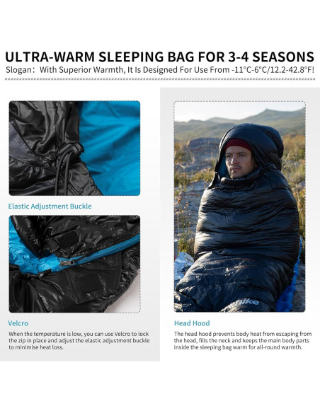 Saco de dormir ultraligero Naturehike 210x75 cm - Aislamiento R 4.6 Saco de dormir ultraligero Naturehike 210x75 cm - Aislamiento R 4.6