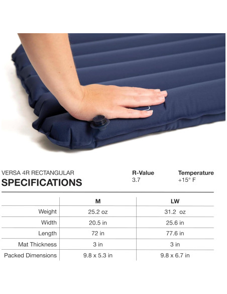 Almohadilla para dormir Exped Versa 4R - Azul, 15C, Mediana Almohadilla para dormir Exped Versa 4R - Azul, 15C, Mediana