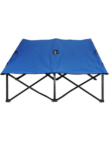 Cama Plegable para 2 Personas 193x125 cm Azul - Portátil para Acampar