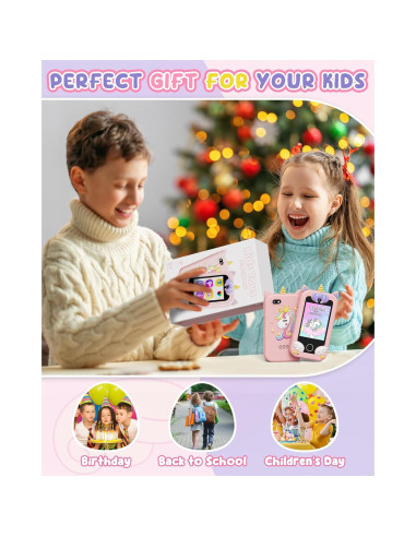 Teléfono Juguete UCIDCI Rosa con Doble Cámara y Juegos 3-7 Años