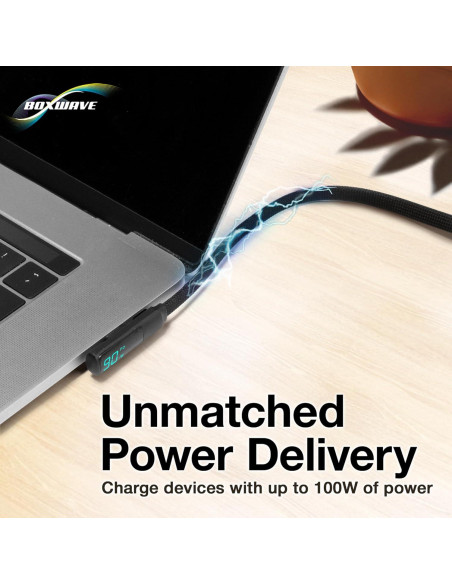 Cable USB-C a USB-C BoxWave 1.2m 100W con Display de Potencia Cable USB-C a USB-C BoxWave 1.2m 100W con Display de Potencia