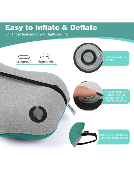 Almohada Inflable WellSync para Camping Verde 206g Almohada Inflable WellSync para Camping Verde 206g