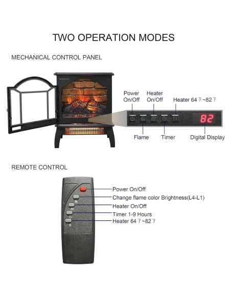 Calentador de chimenea eléctrica KOFOHON S18P1-01 1500W portátil Calentador de chimenea eléctrica KOFOHON S18P1-01 1500W portátil