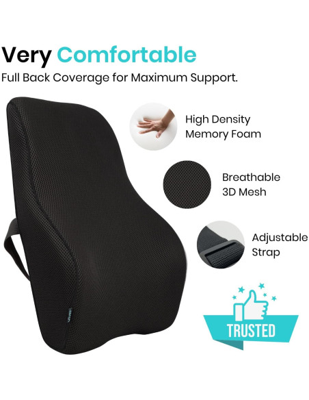 Cojín Lumbar Vive - Espuma Viscoelástica 46x38 cm Negro Cojín Lumbar Vive - Espuma Viscoelástica 46x38 cm Negro