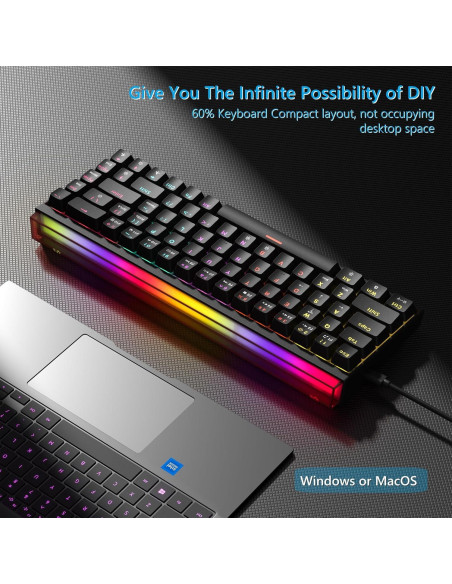 Teclado Mecánico Womier WK68 PRO 60% RGB Programable Negro Teclado Mecánico Womier WK68 PRO 60% RGB Programable Negro