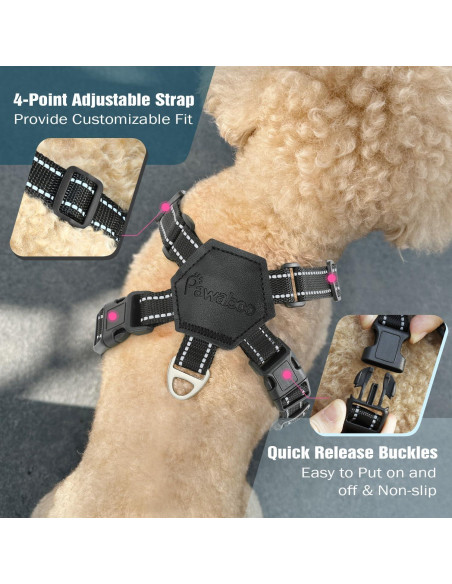 Conjunto Arnés y Correa Pawaboo para Perros Pequeños Negro Conjunto Arnés y Correa Pawaboo para Perros Pequeños Negro