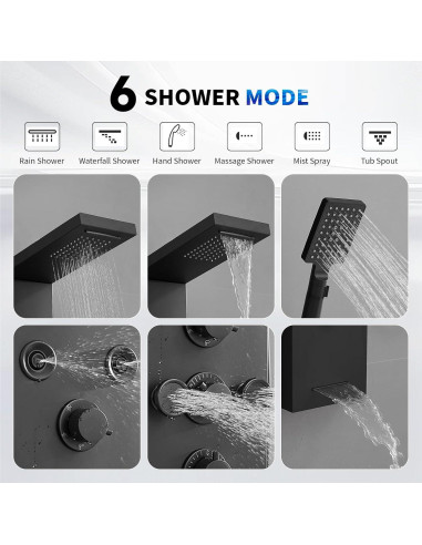 Panel de Ducha 5 en 1 BWE Acero Inoxidable Negro Mate