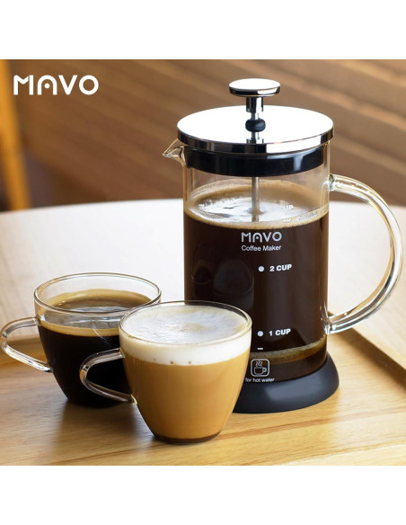Cafetera Prensa Francesa MAVO Acero Inoxidable 350ml 2 Filtros Cafetera Prensa Francesa MAVO Acero Inoxidable 350ml 2 Filtros