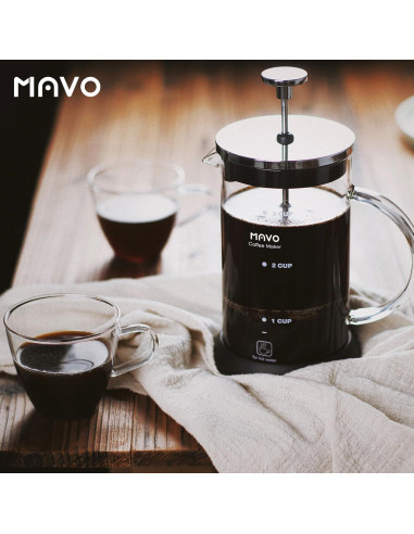 Cafetera Prensa Francesa MAVO Acero Inoxidable 350ml 2 Filtros