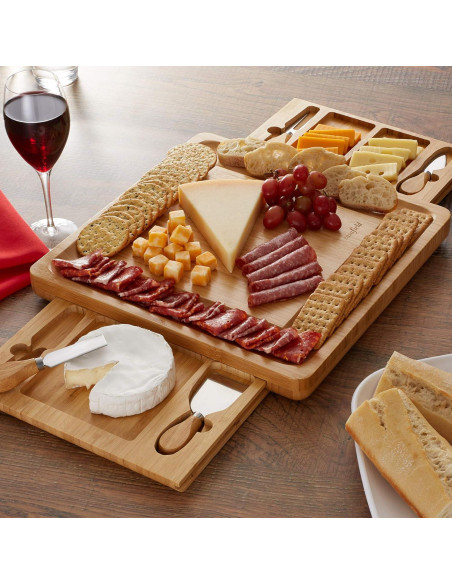 Juego de tabla de queso de bambú Casafield con utensilios Juego de tabla de queso de bambú Casafield con utensilios