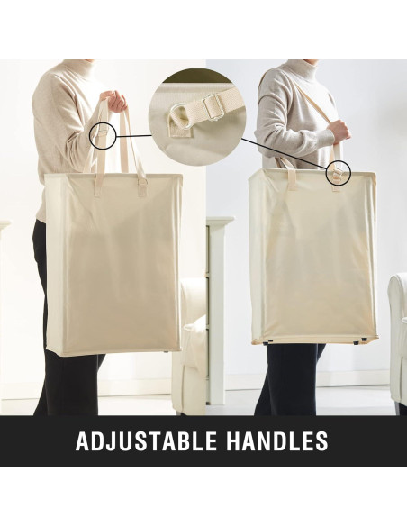 Cesta de Ropa Slim TECHMILLY 45L Beige con Mangos Ajustables Cesta de Ropa Slim TECHMILLY 45L Beige con Mangos Ajustables