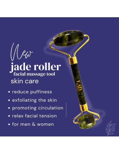 Rodillo Facial KAD Jade Natural 100% Anti-Envejecimiento 14.2cm
