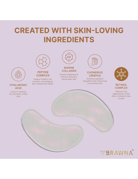 Parche Hidrogel para Ojos BRAWNA con Retinol y Colágeno - 24 Pares Parche Hidrogel para Ojos BRAWNA con Retinol y Colágeno - 24 Pares