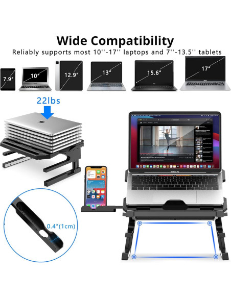 Soporte para Laptop AboveTEK Ajustable 20 Ángulos 10-17" Negro Soporte para Laptop AboveTEK Ajustable 20 Ángulos 10-17" Negro
