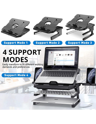 Soporte para Laptop AboveTEK Ajustable 20 Ángulos 10-17" Negro