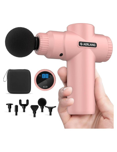 Pistola de Masaje AERLANG Mini Rosa, Portátil y Silenciosa