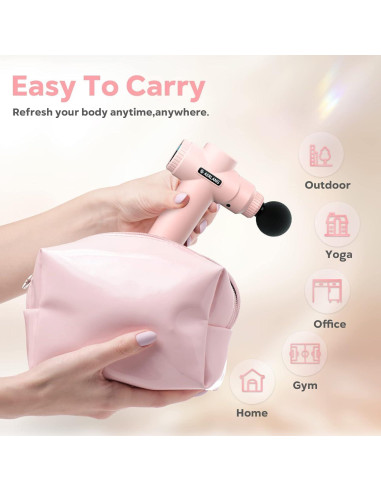 Pistola de Masaje AERLANG Mini Rosa, Portátil y Silenciosa