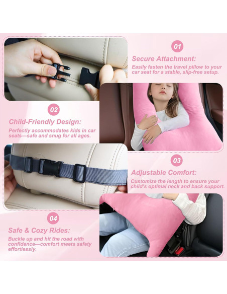 Almohada de Coche CroYumert Rosa para Niños - Espuma Viscoelástica Almohada de Coche CroYumert Rosa para Niños - Espuma Viscoelástica