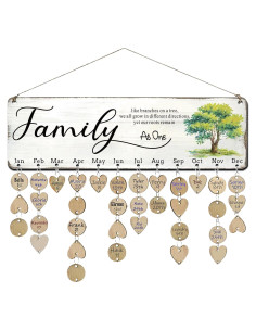 Tablero de Cumpleaños Familiar de Madera WISIEW 40x12 cm