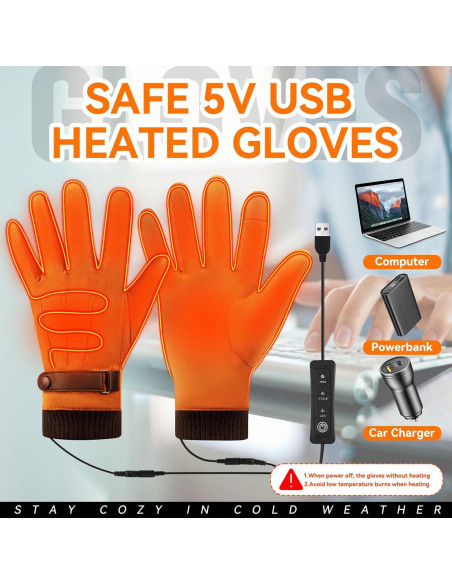 Guantes Calentados USB Eskood Invierno Táctiles Caqui Guantes Calentados USB Eskood Invierno Táctiles Caqui