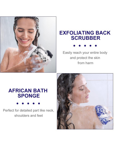 Esponjas de Baño Exfoliantes Patelai 2 Piezas Azul Negro