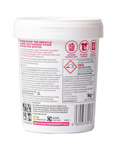 Polvo Oxi Quitamanchas The Pink Stuff 1 kg para Ropa Blancos
