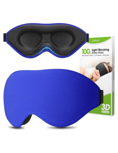 Máscara de Sueño 100% Opaca Laitver Azul Marino 3D