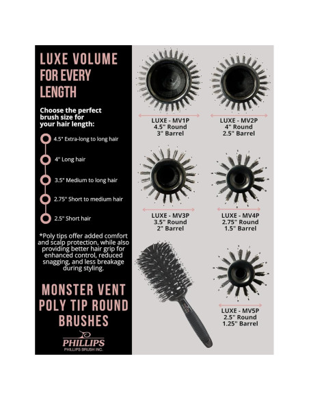 Cepillo Redondo Phillips Brush Luxe Monster Vent 10 cm Negro y Oro Rosa Cepillo Redondo Phillips Brush Luxe Monster Vent 10 cm Negro y Oro Rosa