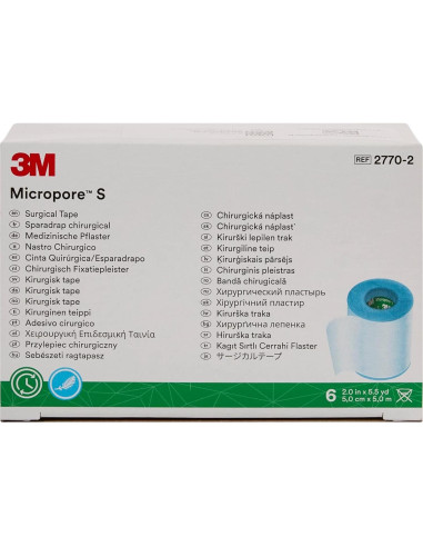 Cinta Médica Micropore 3M Azul 5 cm x 14 cm - 6 Rollos