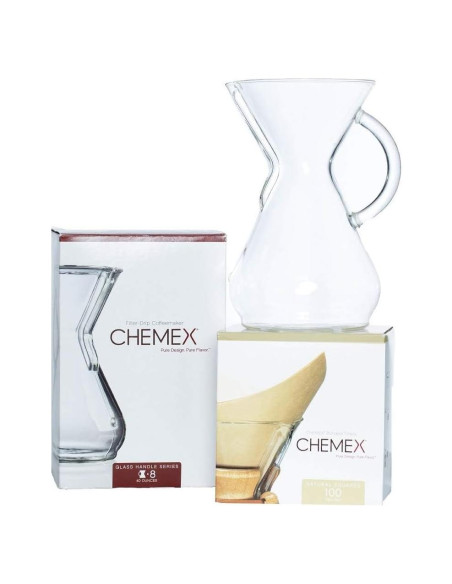 Cafetera Chemex 8 tazas con 100 filtros cuadrados - Vidrio Cafetera Chemex 8 tazas con 100 filtros cuadrados - Vidrio