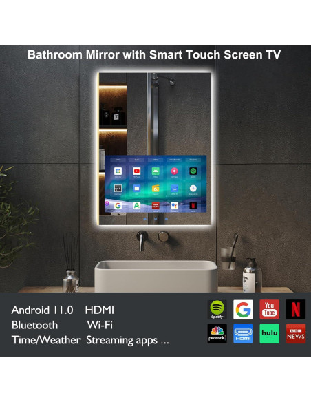 Espejo de Baño Inteligente Haocrown 81x61 cm con TV 21.5" Espejo de Baño Inteligente Haocrown 81x61 cm con TV 21.5"