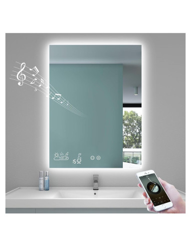 Espejo de Baño Inteligente BYECOLD 80x60 cm Bluetooth