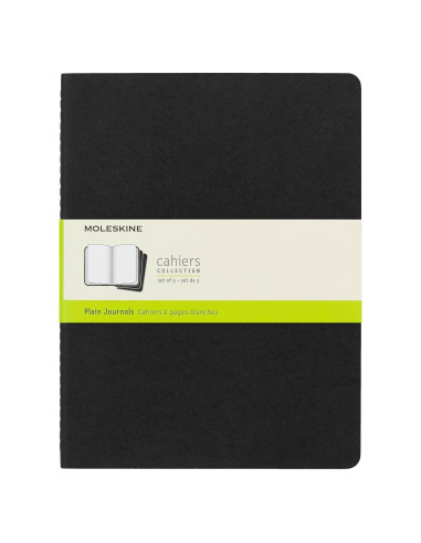 Diarios Moleskine Cahier en blanco, 3 unidades, Negro, 25.1x19.1 cm