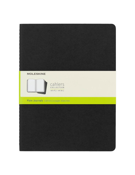 Diarios Moleskine Cahier en blanco, 3 unidades, Negro, 25.1x19.1 cm Diarios Moleskine Cahier en blanco, 3 unidades, Negro, 25.1x19.1 cm