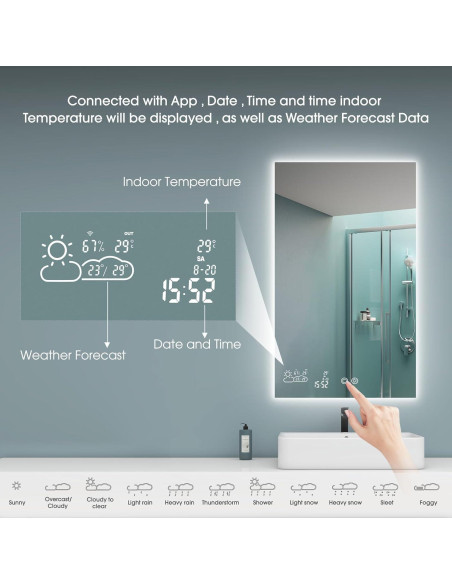 Espejo de Baño Inteligente BYECOLD 80x60 cm Bluetooth Espejo de Baño Inteligente BYECOLD 80x60 cm Bluetooth